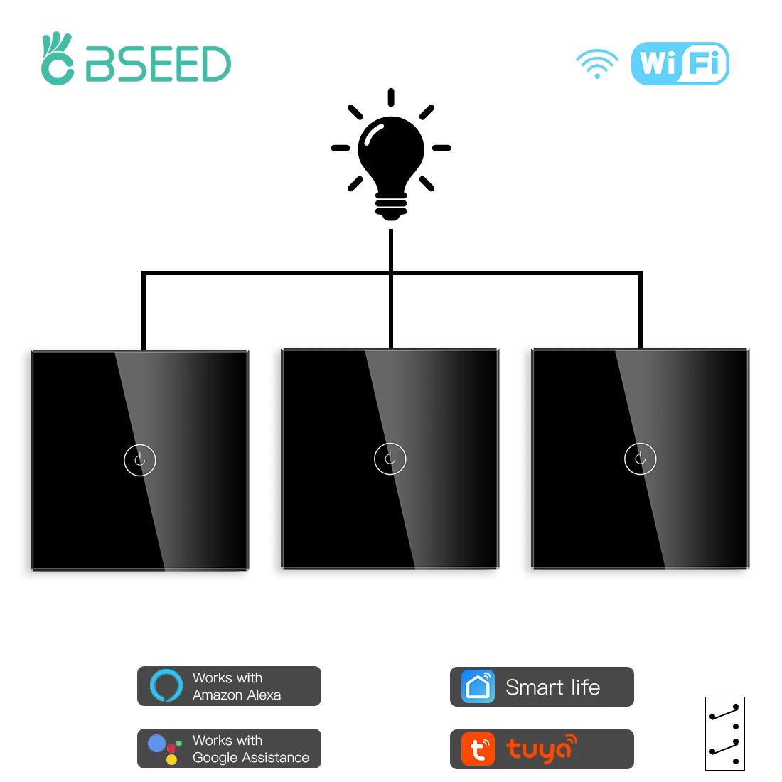 Сенсорный светильник ель света BSEED с Wi Fi настенный сенсорный выключатель 1