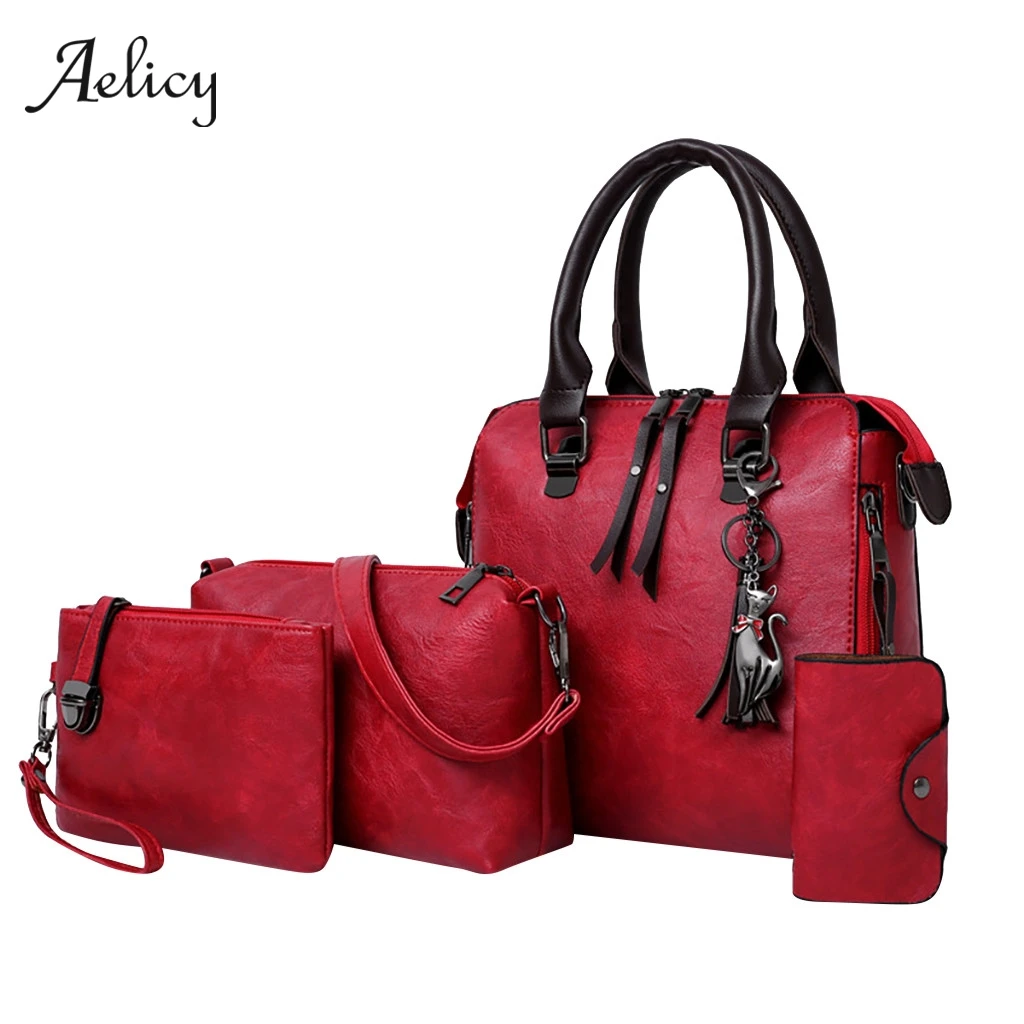 Aelicy 4 шт./компл. сумка из искусственной кожи с вощеным маслом женские сумки