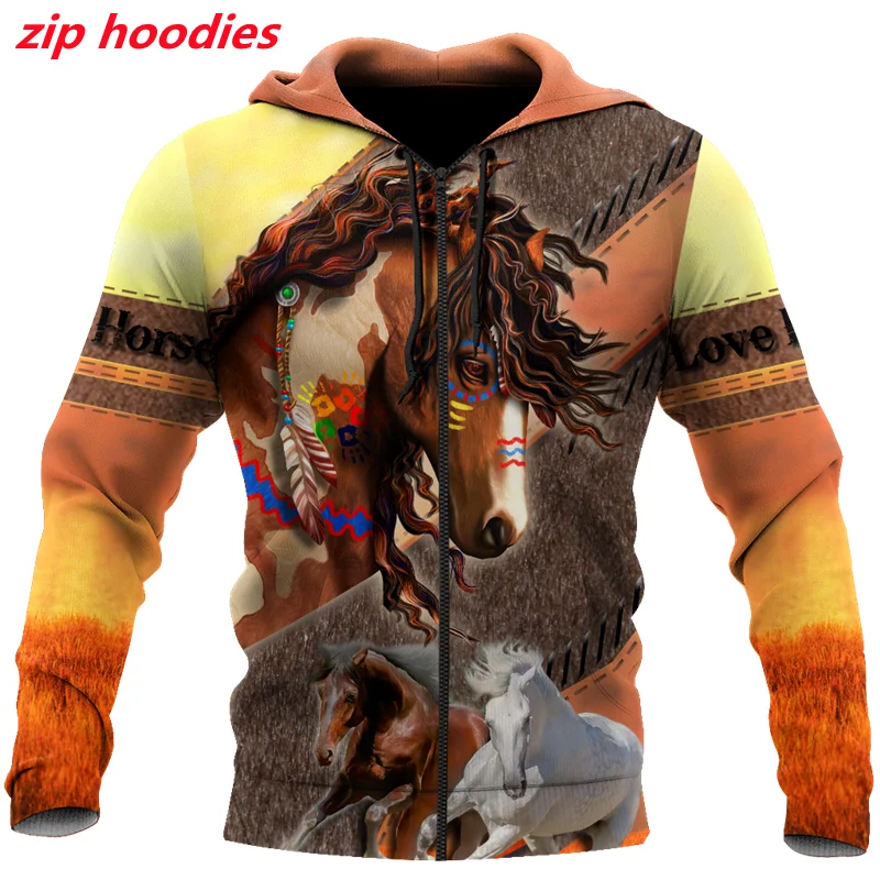 Fashion 3D printing new beautiful horse Hoodie / casual Sweatshirt / street hip hop Harajuku zipper Hoodie