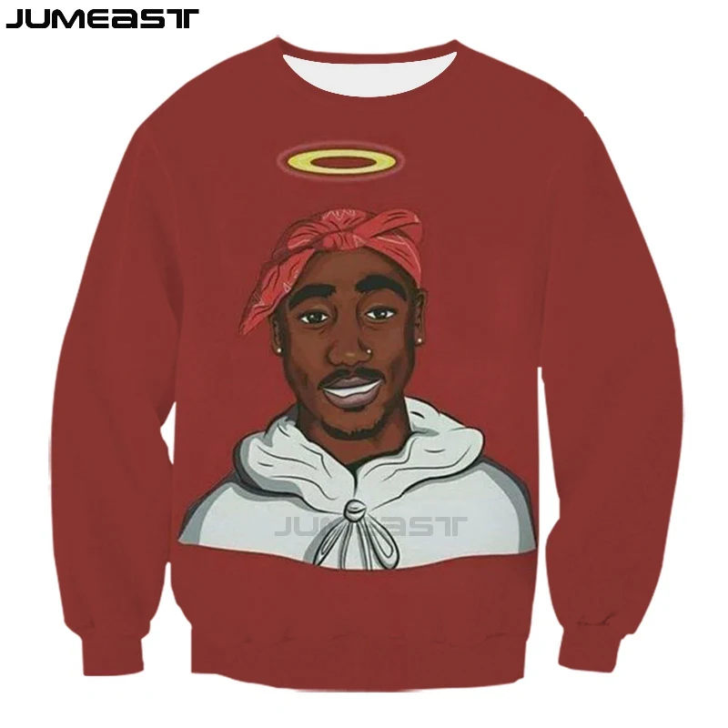 Jumeast мужская и женская трехмерная толстовка суперзвезда Тупак большие размеры