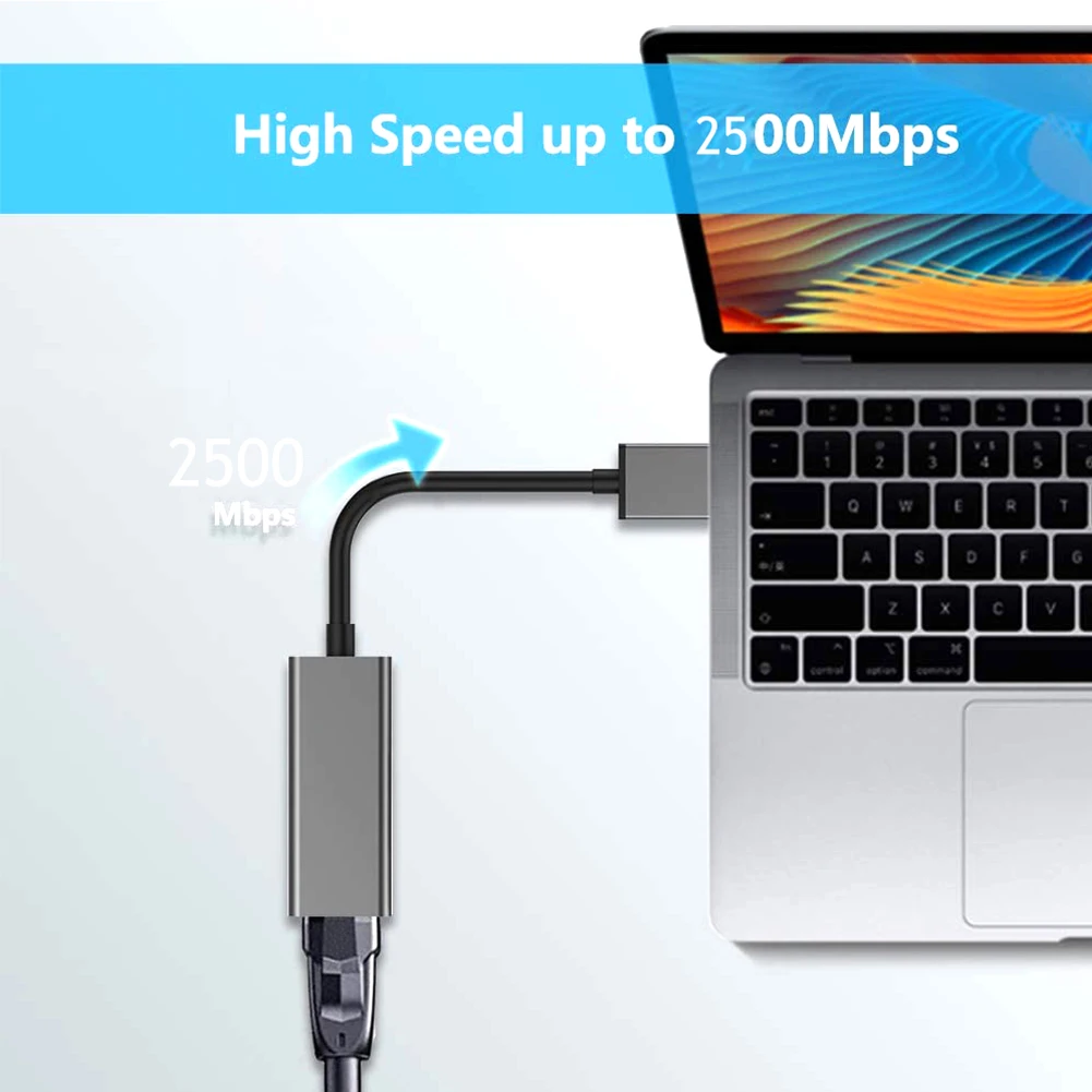home laptop easy install portable aluminum computer usb 3 0 ethernet adapter accessories lan network card 2 5g gigabit practical free global shipping