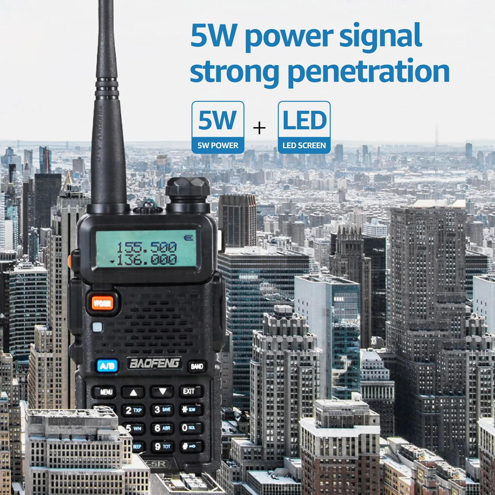 2 шт. 5 Вт UV 5R иди и болтай Walkie Talkie “иди 10 км Baofeng uv5r рация двухстороннее Охота радио