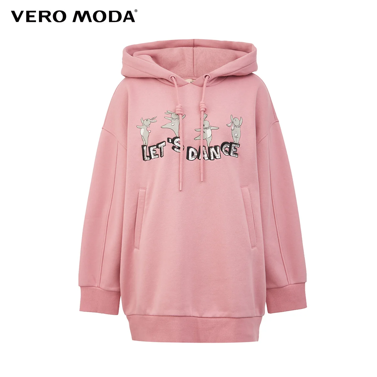 

Vero Moda Women Loose Fit Cotton Ballet Rabbit Print Drop Shoulder Sleeve Fleece Hooded Sweatshirt Hoodies | 320333032
