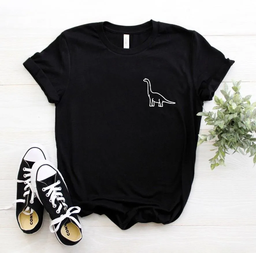 

dinosaur pocket Print Women tshirt Casual Cotton Hipster Funny t shirt For Lady Top Tee 6 Colors Drop Ship