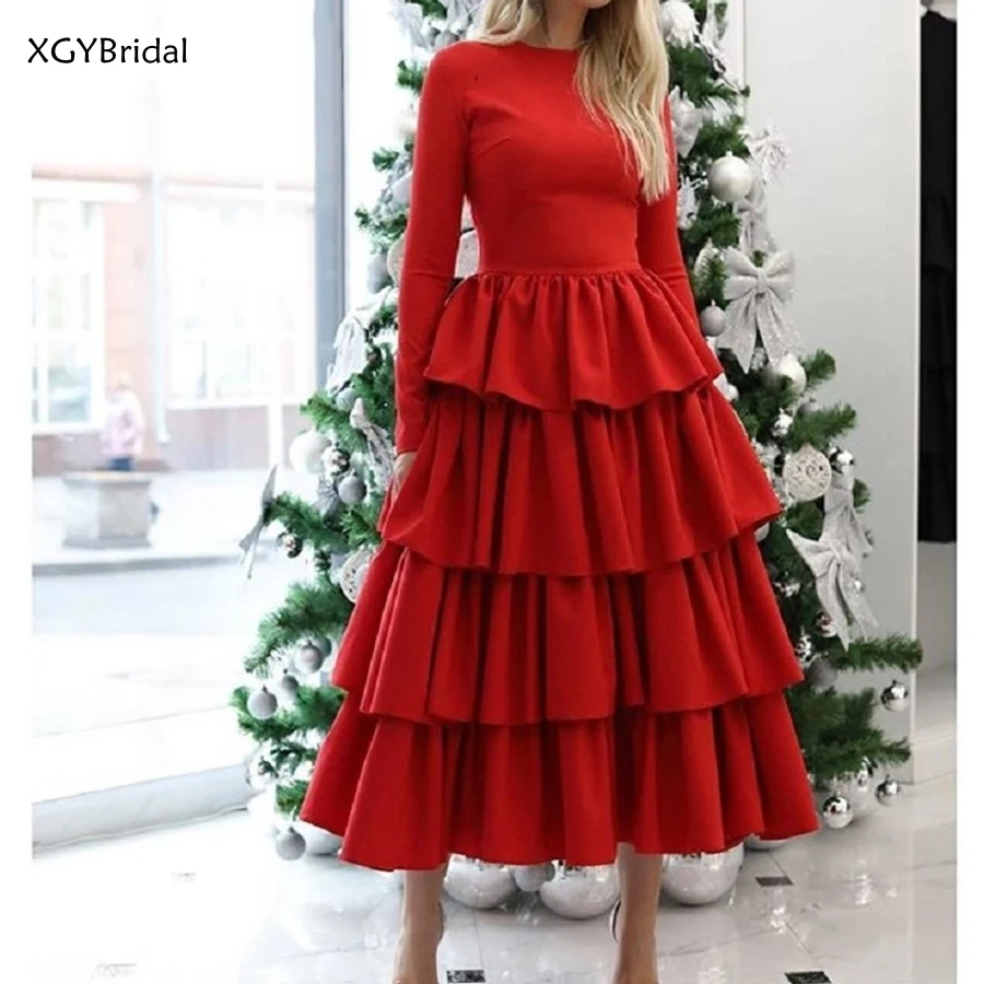 

Новое поступление, элегантные вечерние платья ярусный сатин с круглым вырезом, платье для выпускного вечера, платья для вечеринки, вечерние...