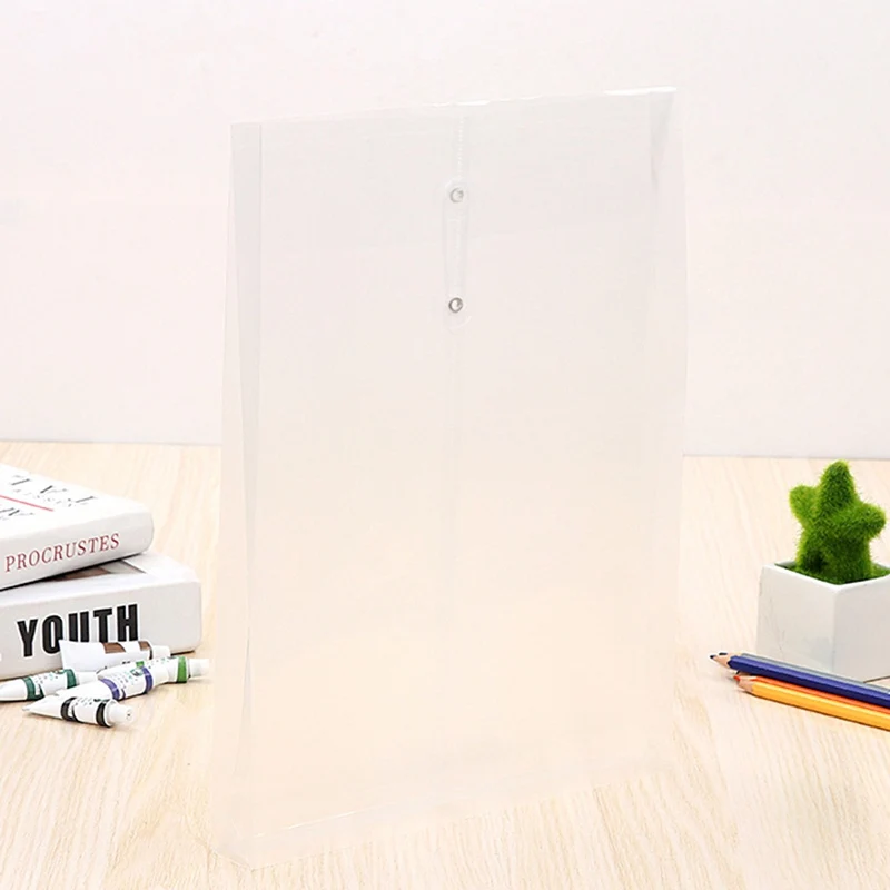

1PC Simple Waterproof Solid Color Plastic Transparent A4 Document Data Business Storage File Bag Folder For Papers Stationery