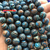 synthetic blue malachite stone beads round loose spacer beads for jewelry making diy bracelet necklace accessories 4 6 8 10 12mm