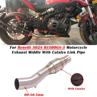 slip on for bebelli 302s bj302gs 3 motorcycle exhasut escape moto with catalys middle link pipe system modified tube muffler51mm