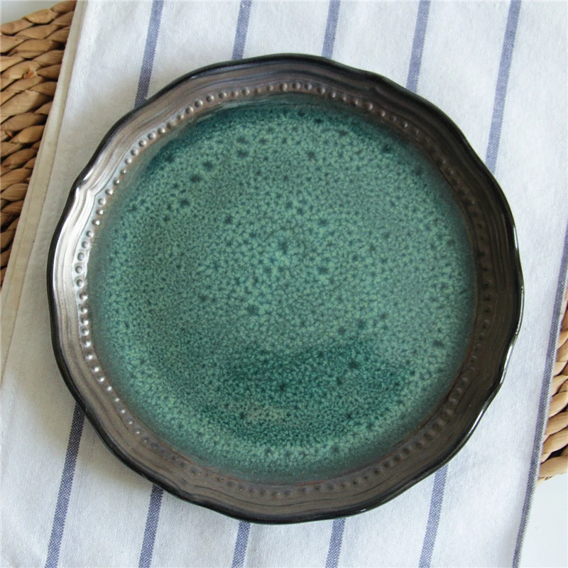 Элегантные рельефные керамические обеденные тарелки в Европейском стиле посуда