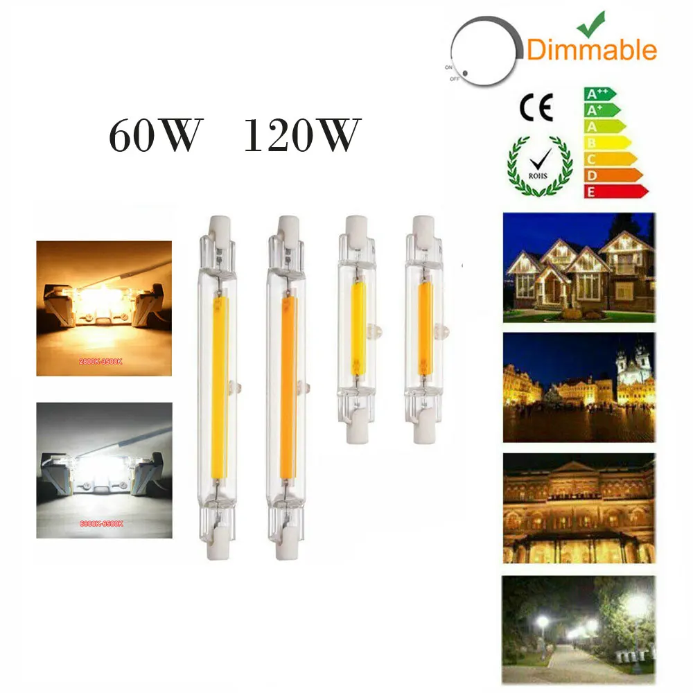 

New Dimmable J78 J118 Glass Tube Light R7S LED COB Bulb Equal 60W 120W Halogen Lamps Lamparda Diode Spot Light AC 110V 220V 230V