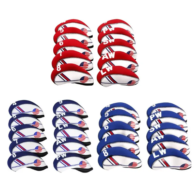 

85AB 10 Pcs/Set Portable Sport Neoprene Golf Club Head Cover Iron Protective Headcovers Case