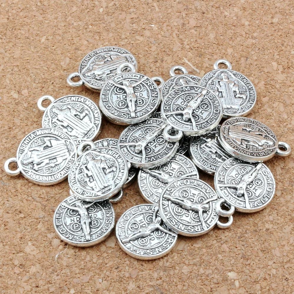 100 шт тибетские серебряные бусины Санкт Иисус Бенедикт сплав нурсия патрон