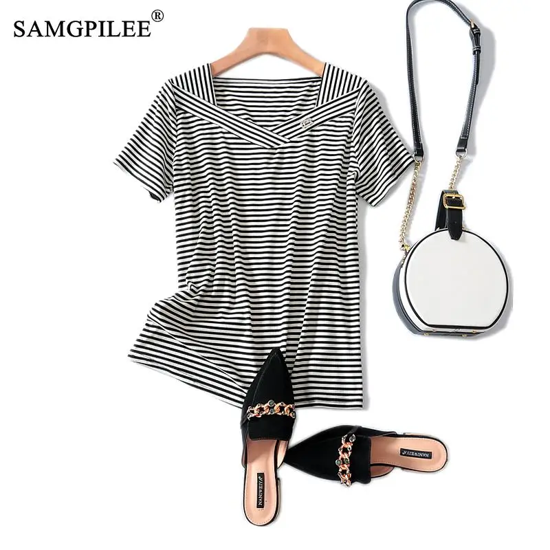 

Футболка женская оверсайз из хлопка, с коротким рукавом и V-образным вырезом