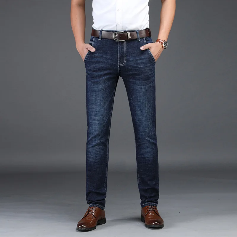 Джинсы мужские Стрейчевые прямые модные деловые брюки для отдыха цилиндрические