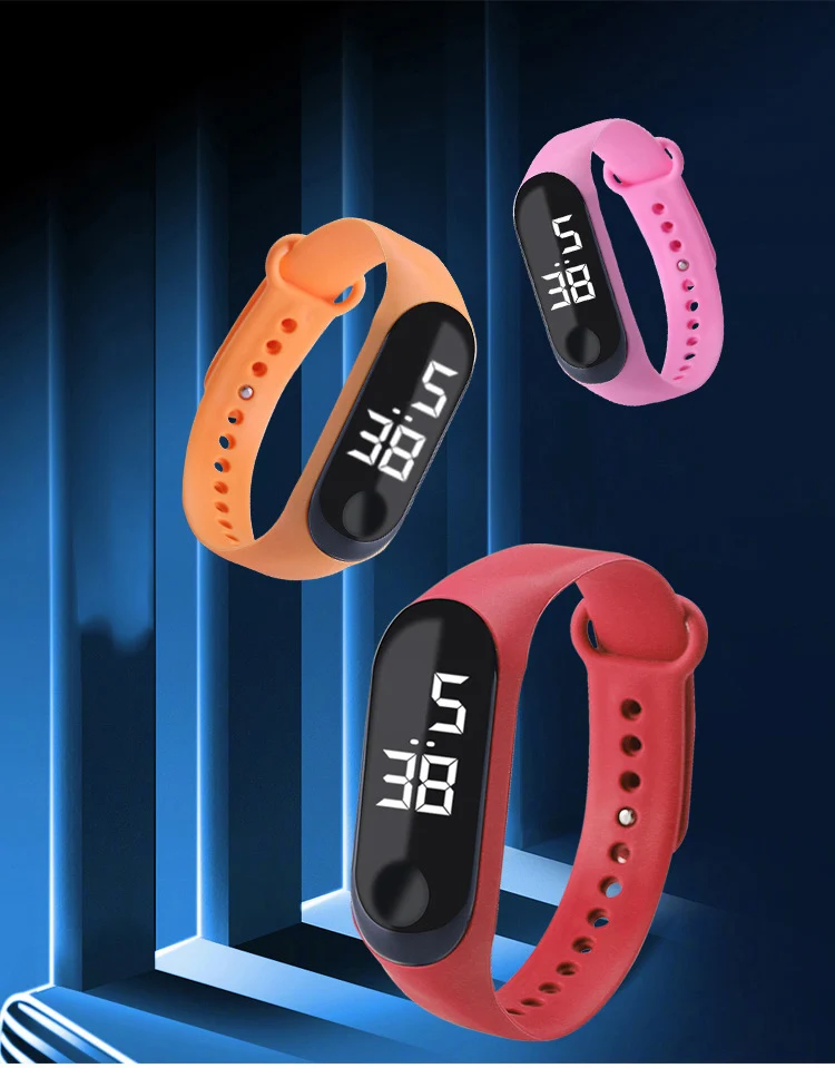 

Часы M7 детские электронные с силиконовым ремешком, модные водонепроницаемые светодиодные спортивные часы-браслет, подарок на день рождени...