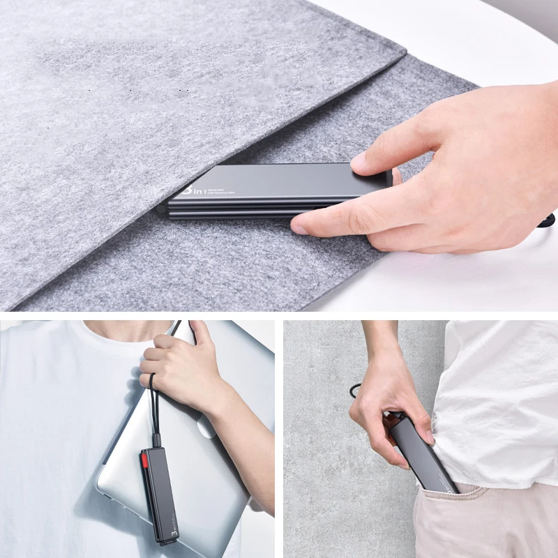

Portable Type-c mobile phone fast charging cable multi-function three-in-one Data line for Android iphone