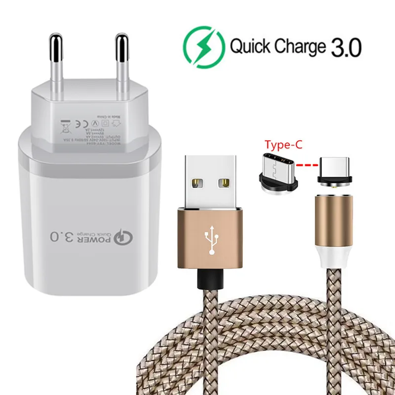 Магнитное зарядное устройство USB Type C для Samsung Galaxy A5 A7 2017 A51 A30 A50 A70 S9 S10 S20 Sony Xperia 5 10 QC 3