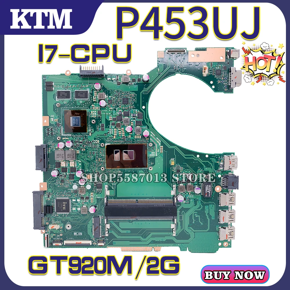 

PE453U Laptop Motherboard For ASUS P453UJ P453UQ P453U P453UR PRO453U Notebook Mainboard With I7-6500U CPU GT920M/2G 100% Test