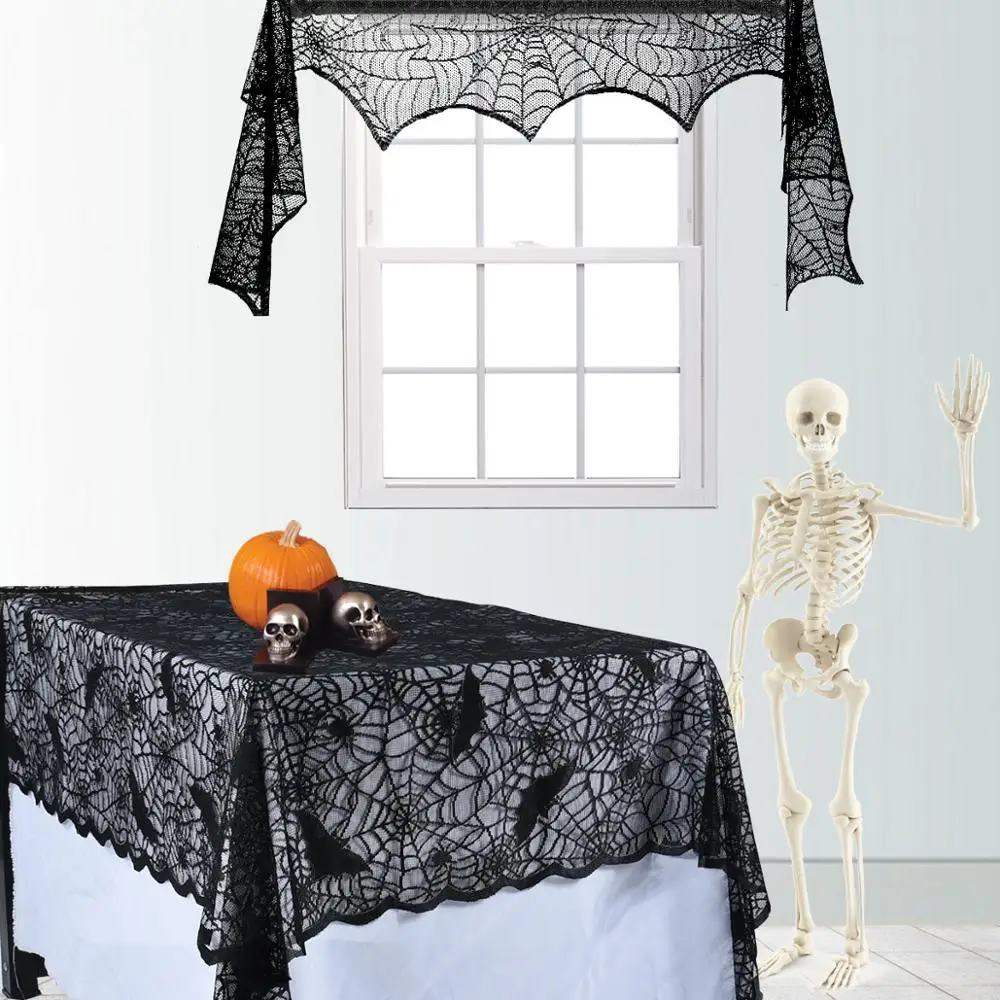 Тематическая вечеринка Хэллоуин Паутина Летучая мышь скатерть черная летучая