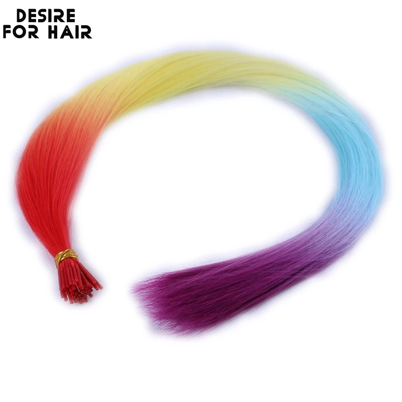 Desire for hair 50strands 22inch long 1g heat resistant synthetic I tip micro ring hair extensions  purple color for Party