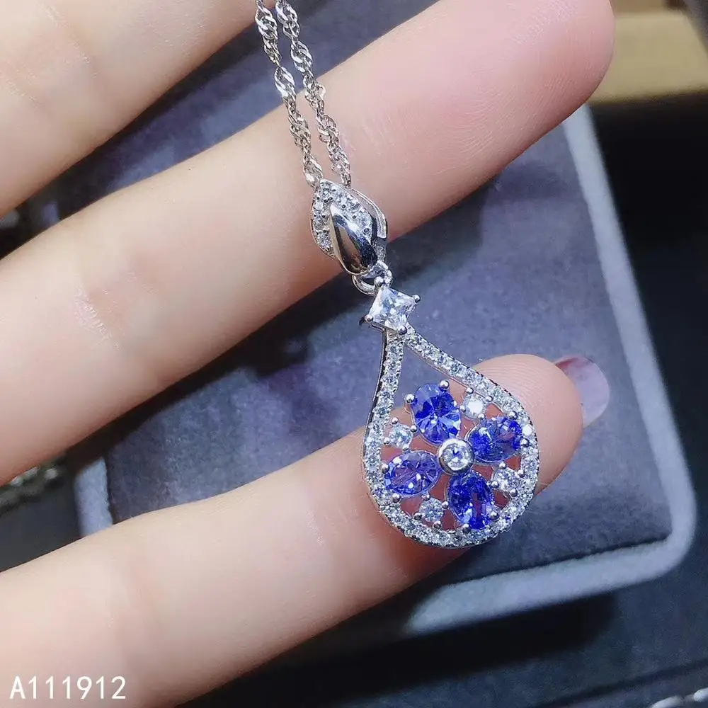Женское ожерелье из серебра 925 пробы с натуральным танзанитом | Украшения и