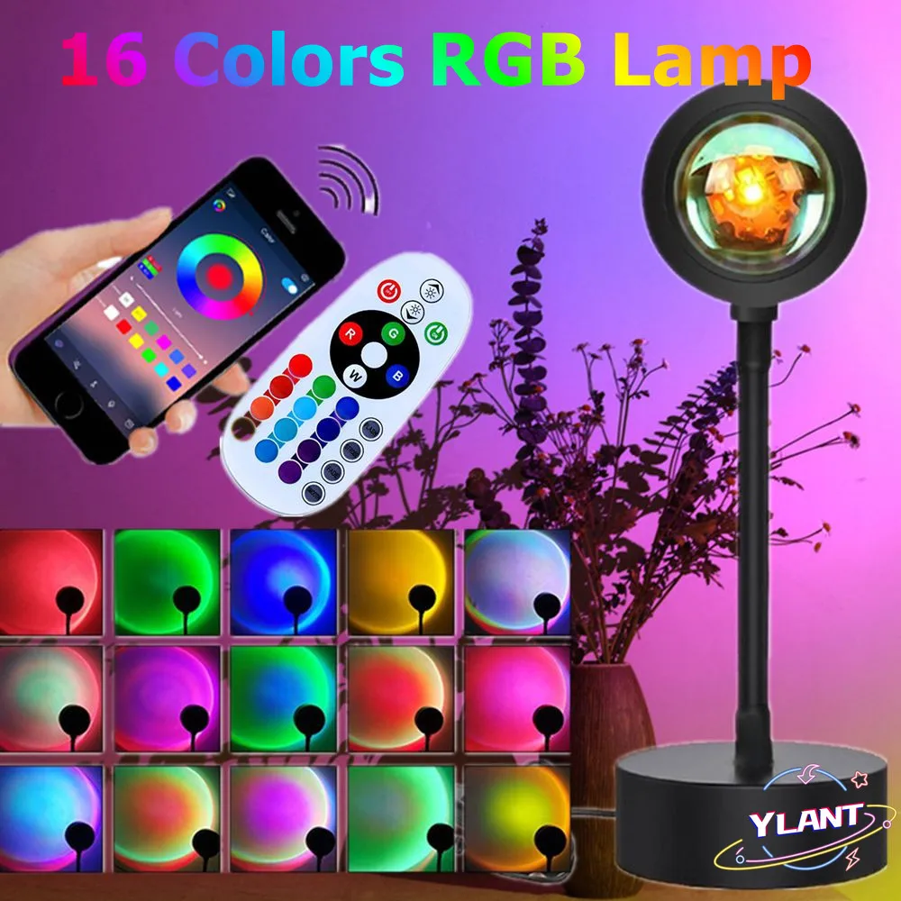

Лампа с радужным закатом, светодиодный ночник с RGB подсветкой через приложение, декор для комнаты, домашняя атмосфера, Фотофон, лампа для про...