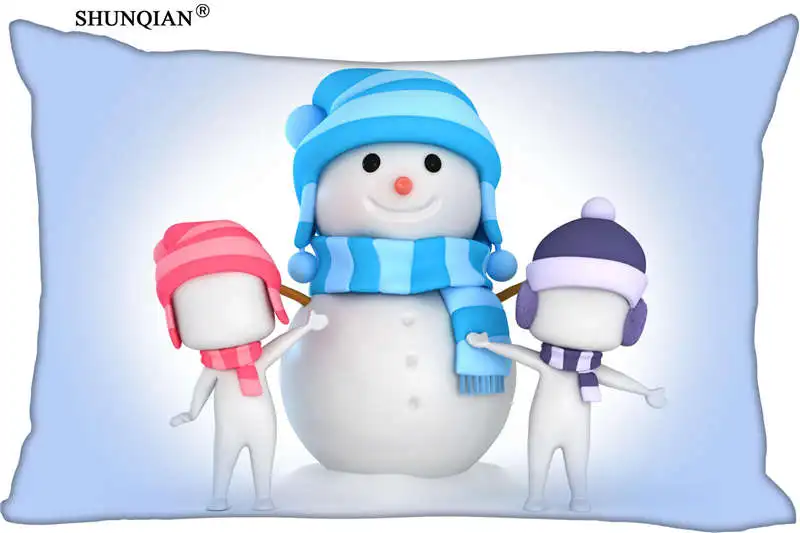 

Hot Nice Christmas Snowman Rectangle Pillowcase zipper Wedding Custom Pillow Case For Bedroom Pillow Cover 612