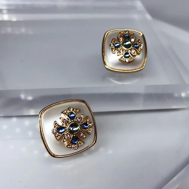 F. J4Z Модные женские серьги клипсы винтажные роскошные квадратные с искусственным