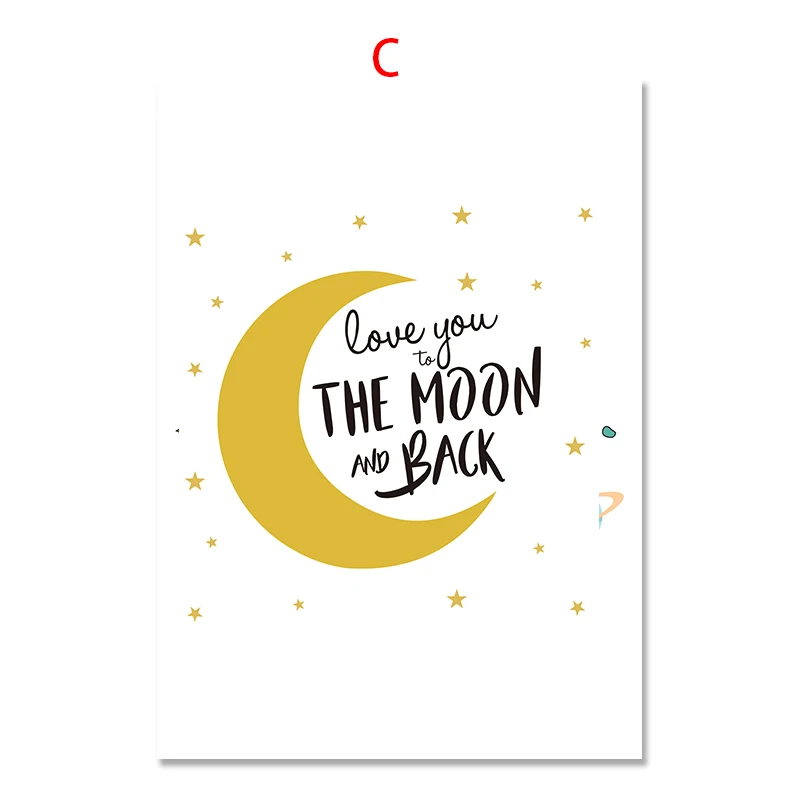 

Lovely Cartoon rocket moon wall art quotes canvas painting wall picture for living room bedroom home decoration unframed