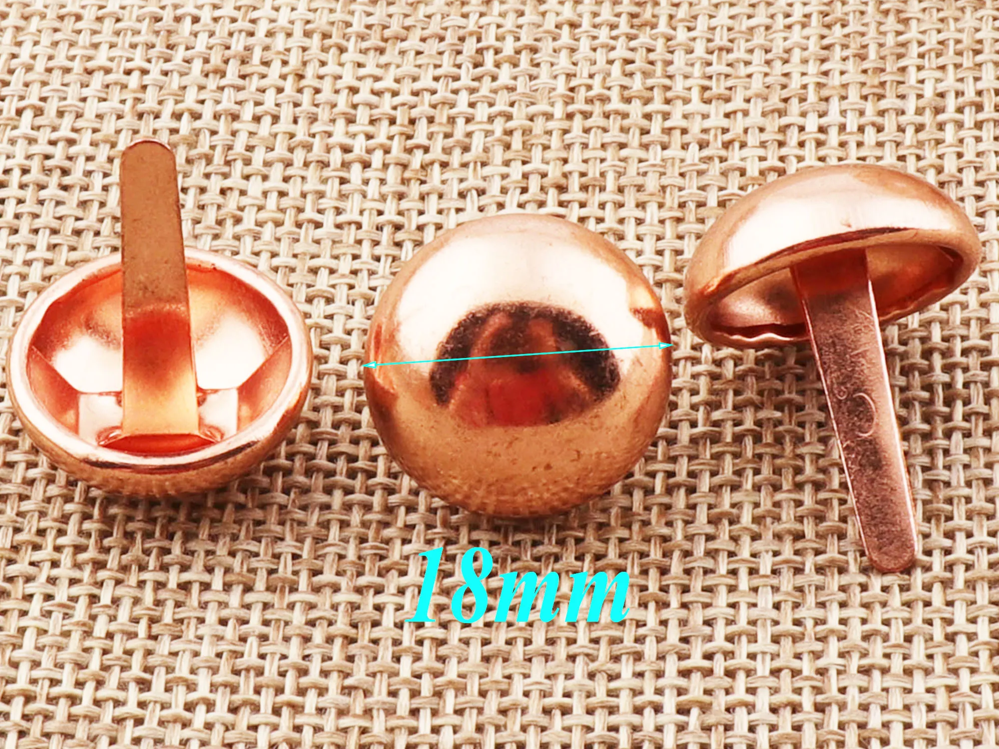 40pcs Rose Gold Purse Feet Round Dome Cone Rivet Round Post Caps handbags Bags Belts 18mm Leather craft Purse Feets