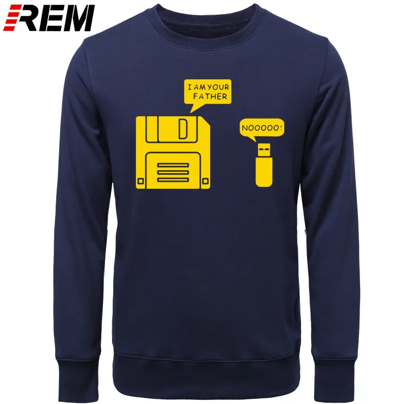 REM USB дискета я ваш отец мужские хлопковые с длинным рукавом юмором диск повседневные Camisetas Hombre мужские кофты с капюшоном, толстовки - Цвет: NAVY YELLOW