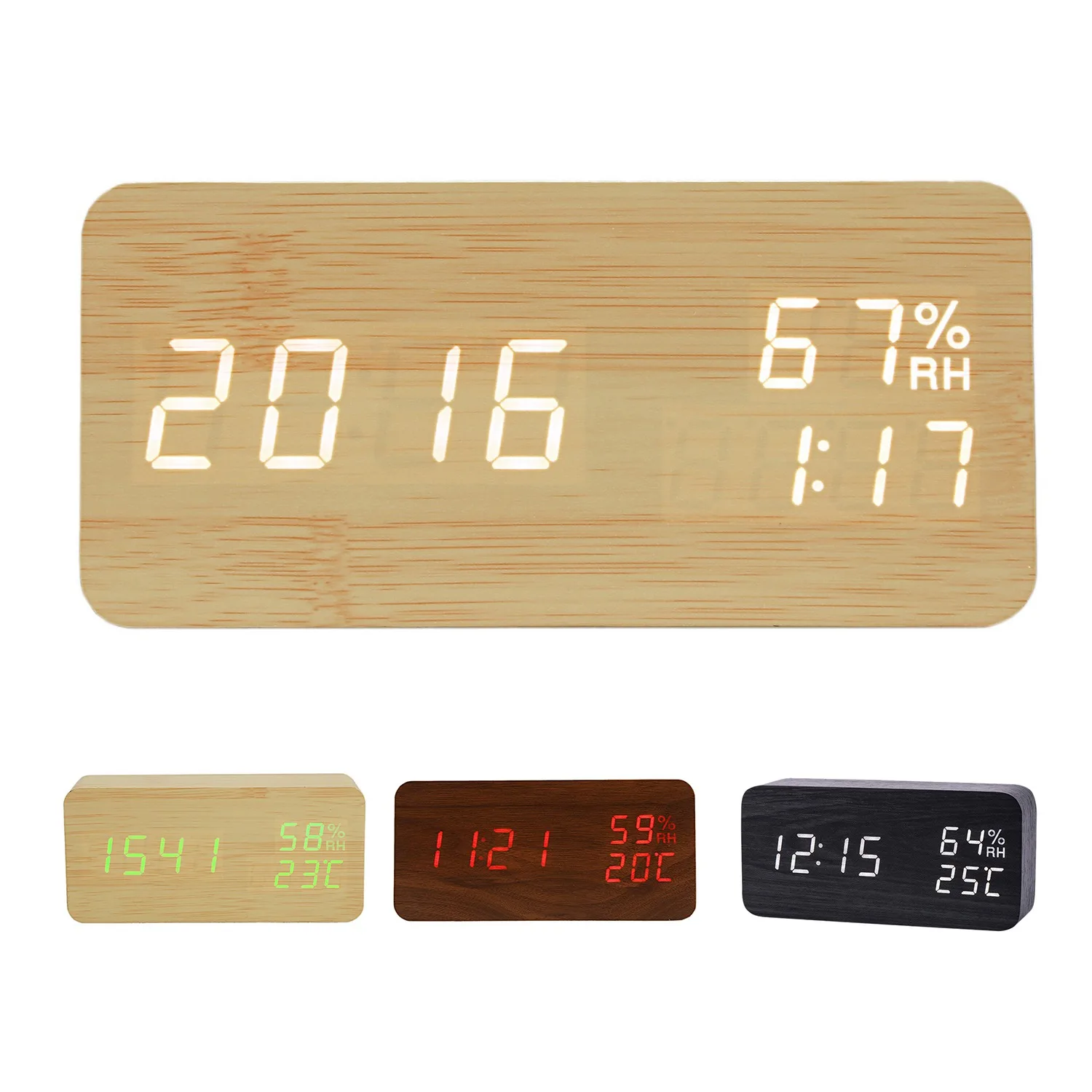 Современные светодиодные часы-будильник с температурой и влажностью