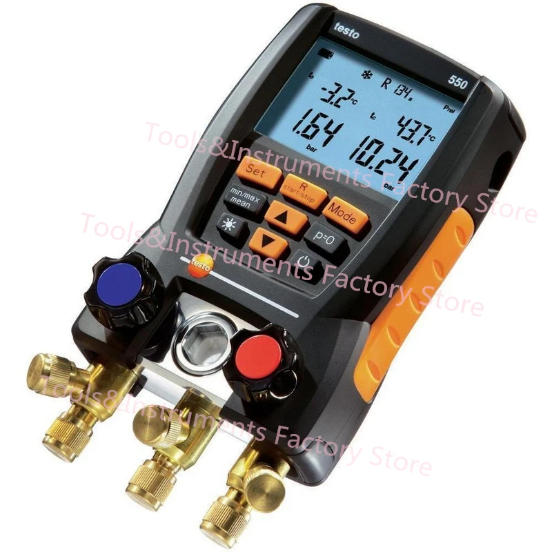 Testo 550 холодильное цифровой набор коллектора 0563 1550 с 2 шт. Зажим зонды электронный измеритель параметров хладагента набор
