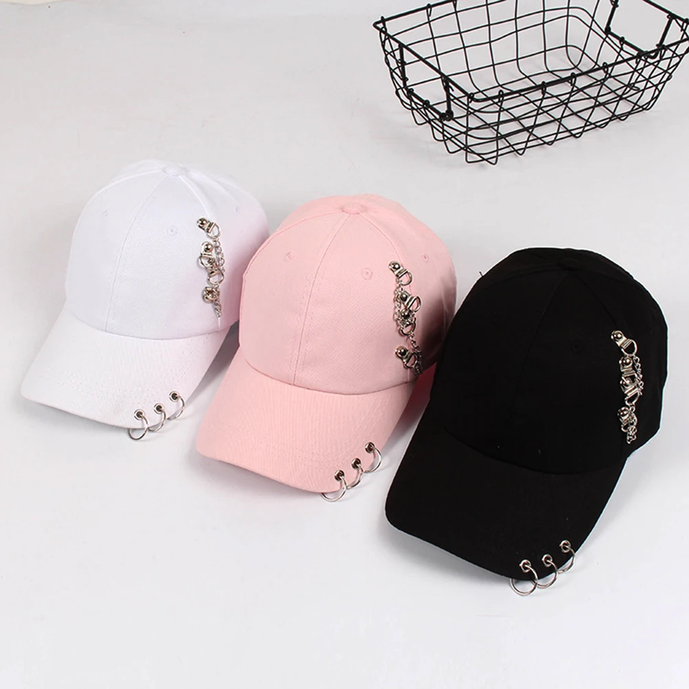 Бейсболка унисекс модная Регулируемая Кепка в стиле хип хоп с цепочкой и кольцом