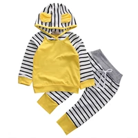 newborn baby boys girls romper hooded sweatshirt pants striped long sleeve hoodie infant kids fall clothes toddler 2pcs set