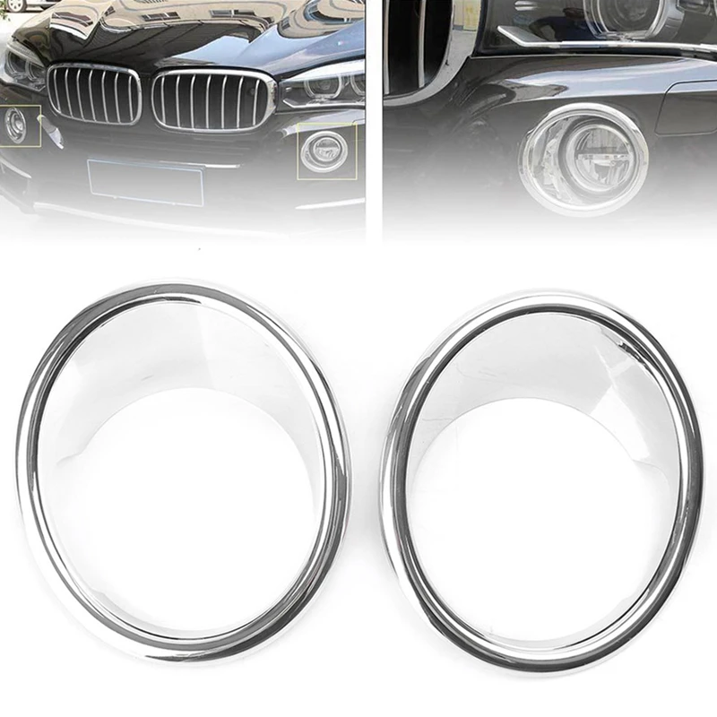 

Chrome 2Pcs Plated Front Fog Light Lamp Cover Trim for-BMW X5 F15 2014-2018