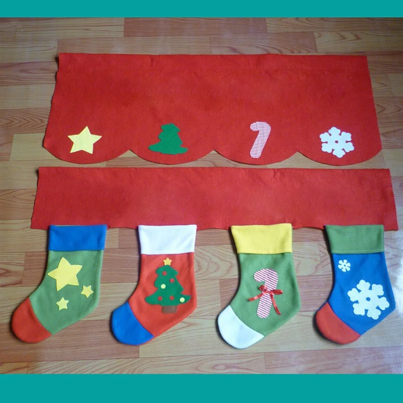 Festival Decor Pennant 2Pcs/Set Christmas Stockings Xmas Curtains Home &ampAmp Living Window Decoration Cute Decorative Supplies | Дом и сад