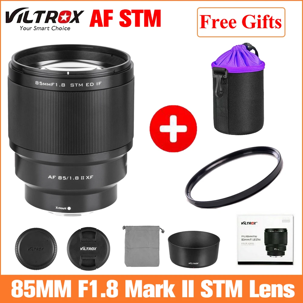 

VILTROX 85mm F1.8 II STM Full-Frame Camera Lens AF Auto Focus Lense for Sony E-Mount A7III a6300 Fujifilm XF-Mount Camera X-T3
