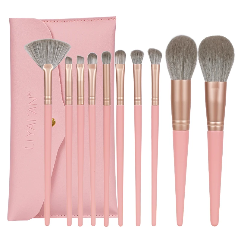 

10pcs Pink Makeup Brushes Tool Set Cosmetic Powder Eye Shadow Foundation Eyeliner Eyelash Eyebrow Beauty Make Up Brush Blending