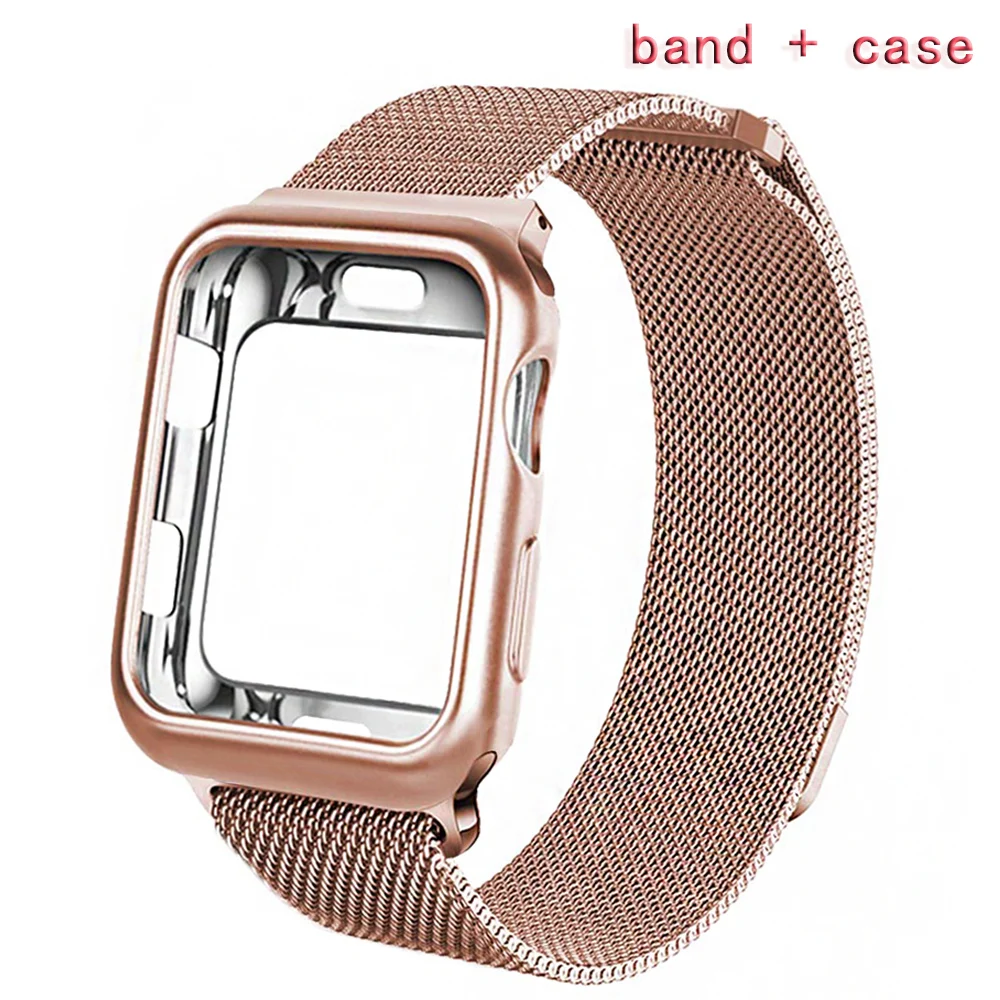 Миланский ремешок+ чехол для 38 мм 42 мм apple iwatch series 3 2 1 ремешок 40 мм 44 мм для apple watch 4 pulseira аксессуары для браслетов