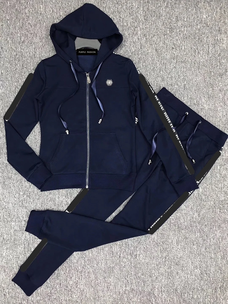 

Autumn new two-piece women's style long sleeve hooded cotton casual slim suit