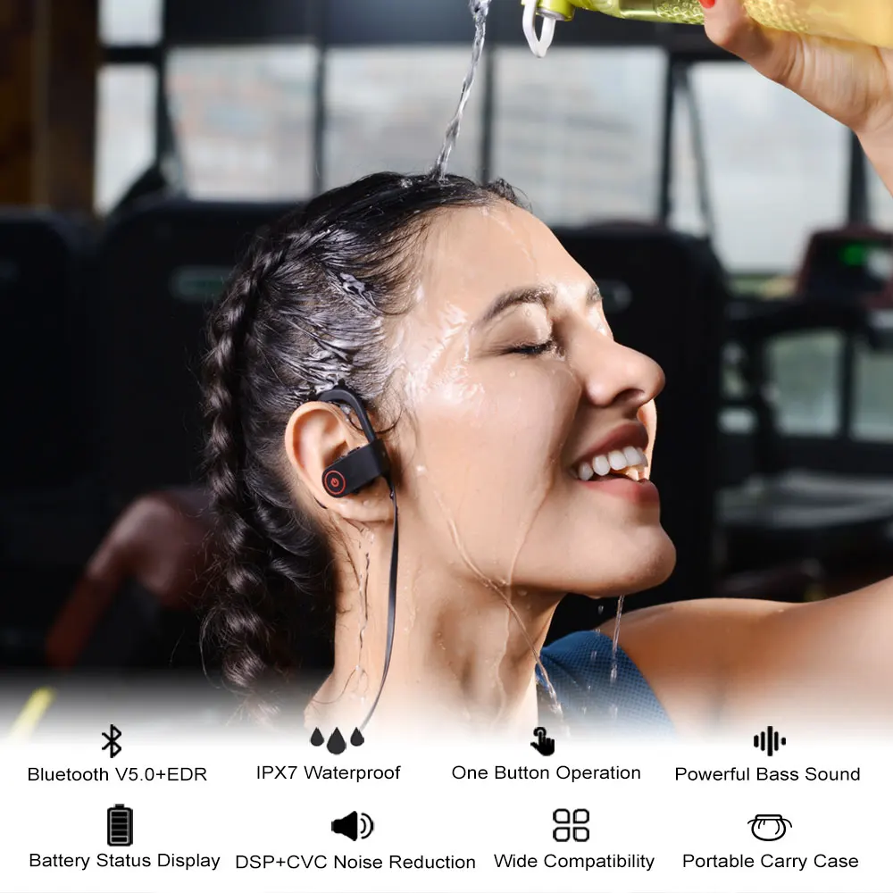 Pottnar IPX7 водонепроницаемая Спортивная Bluetooth гарнитура с шумоподавлением