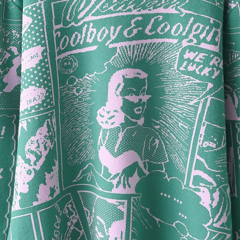 Woherb винтажный пуловер свитер Женский вязаный Топ с мультяшным принтом букв новая