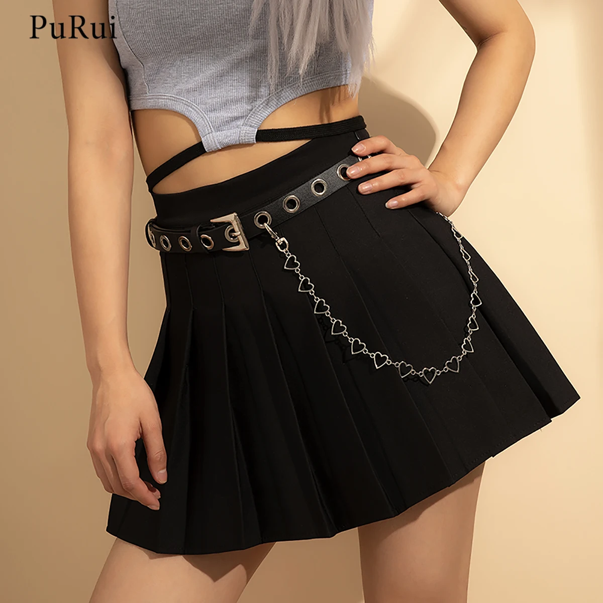 

PuRui Punk Adjustable Pu Leather Chain Belt Female Rock Nightclub Skirt Waist Belts for Women Jeans Dress Waist Chains Waistband