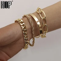 4pcsset gold silver color bracelets for women snake link chain bracelets bangle for girls women jewelry