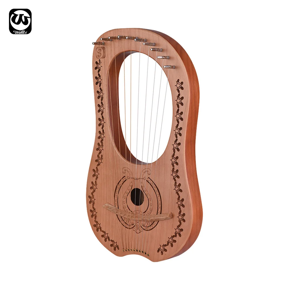 Уолтер. t 10-String деревянный Лира Арфы металлическими струнами из кленового дерева Topboard из красного дерева щит струнный инструмент с сумкой для переноски WH-11