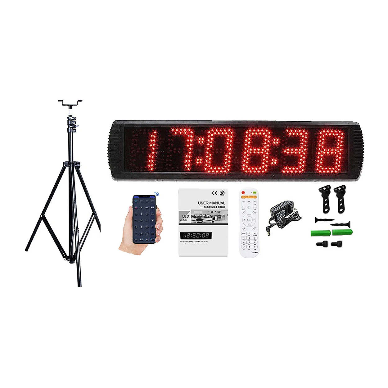 

Large LED Digital Stopwatch, Time Display, Countdown Timer, Sports, Race Timing Clock, Tripod, Outdoor, 5"