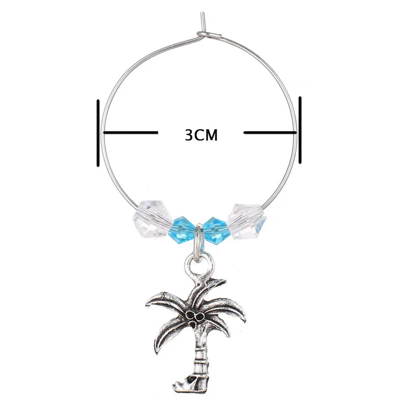 12pcs Wine Glass Goblet Charms With Blue Pearl Silver Dangle For Jewelry Making Winemaker Christmas Table Decoration Family Set | Украшения