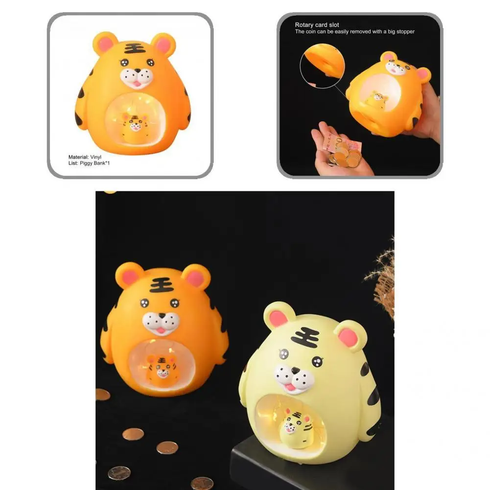 

Bedside Lamp Lovely Home Cartoon Night Light Ornament Desktop Decor Coin Saving Jar Soft Light for Boys Girls