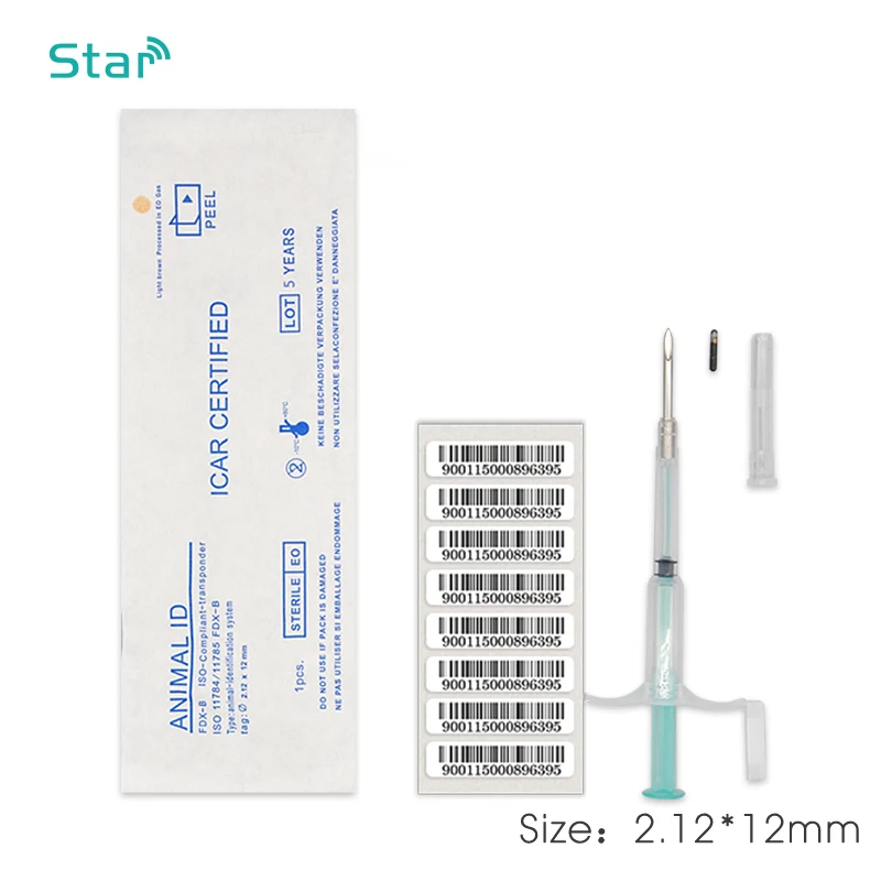 1x Animal Id Injectable Microchip Syringe Needle With Glass Tag 2*12 1.25*7mm 1.4*8mm Rfid Transponder Microchips